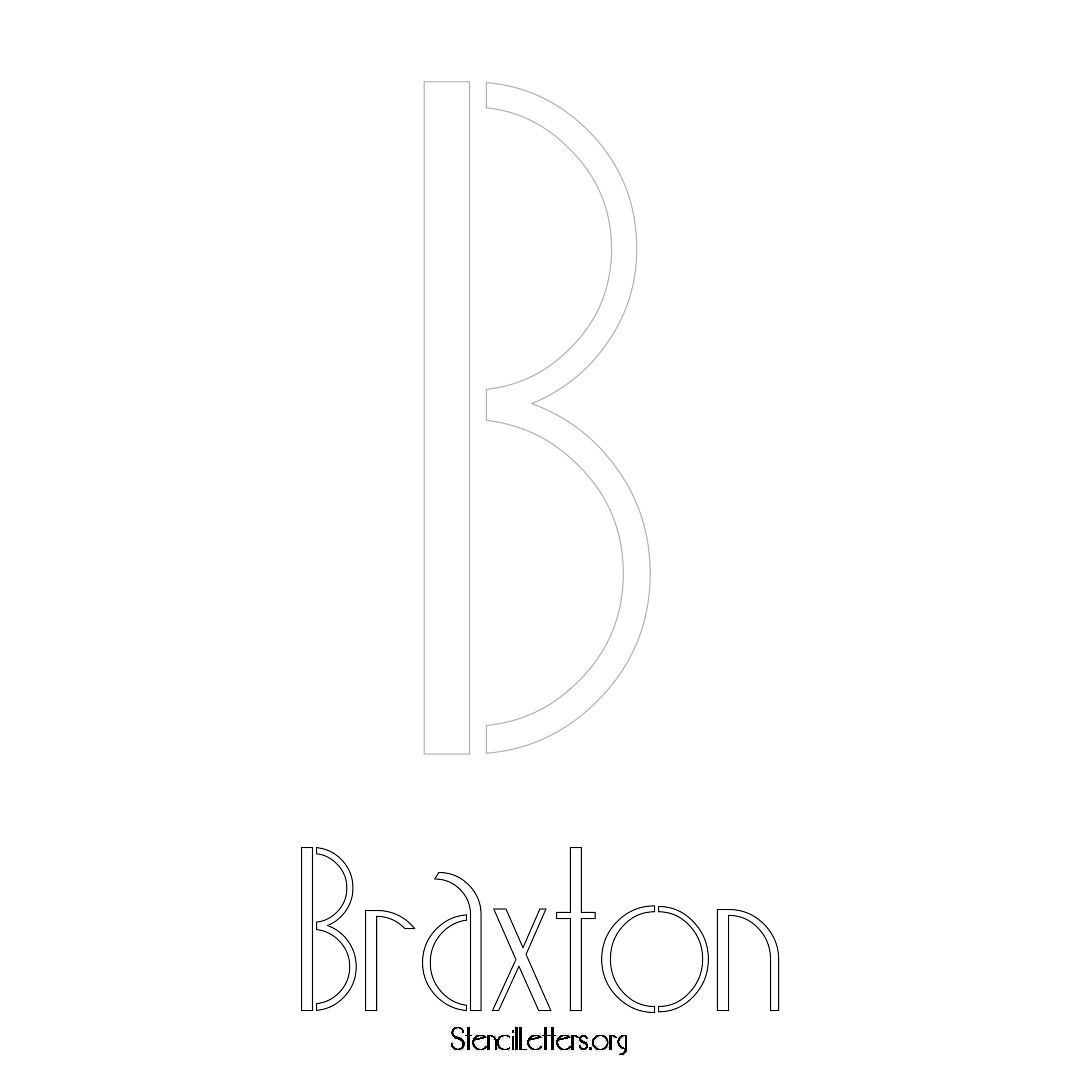 Braxton printable name initial stencil in Art Deco Lettering