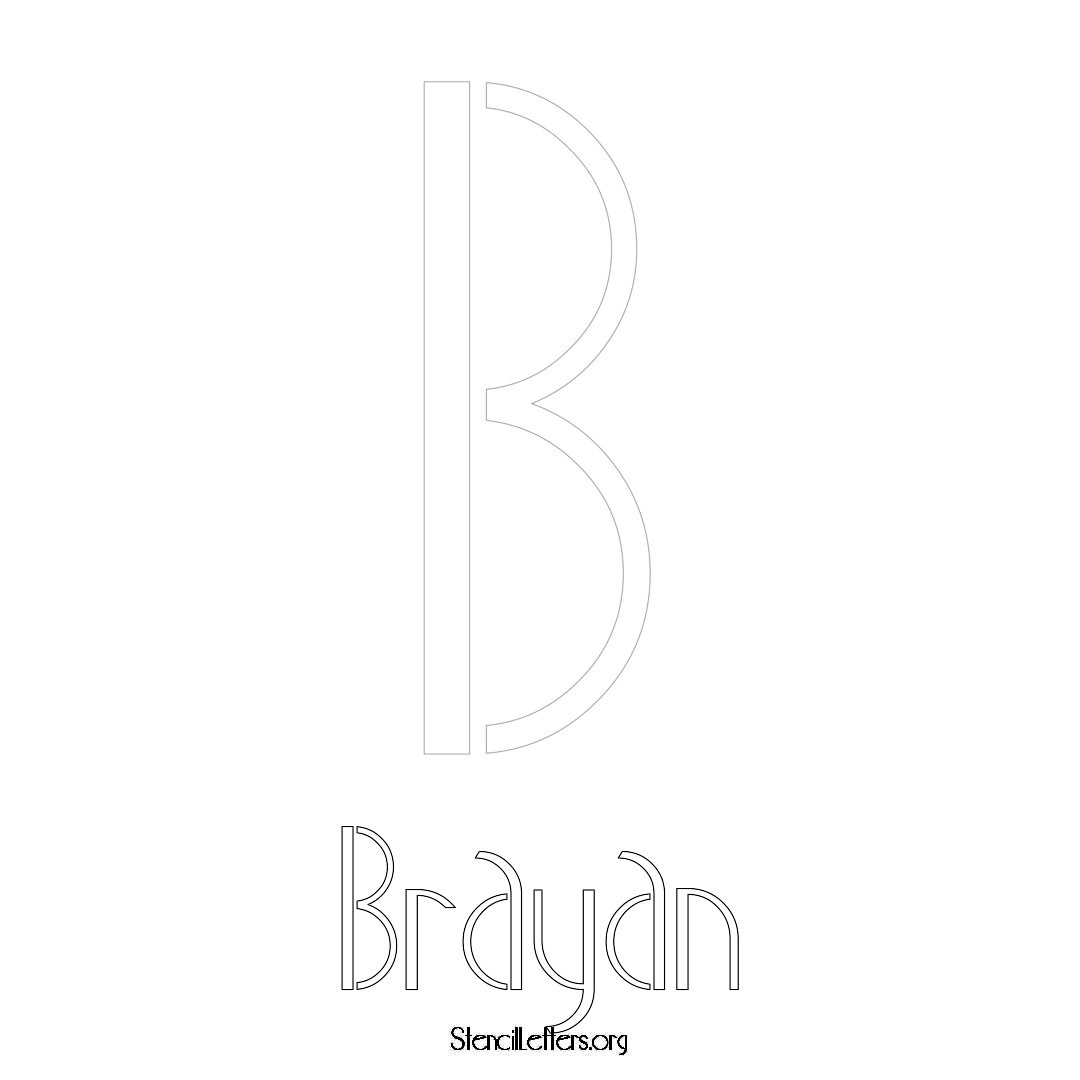 Brayan printable name initial stencil in Art Deco Lettering