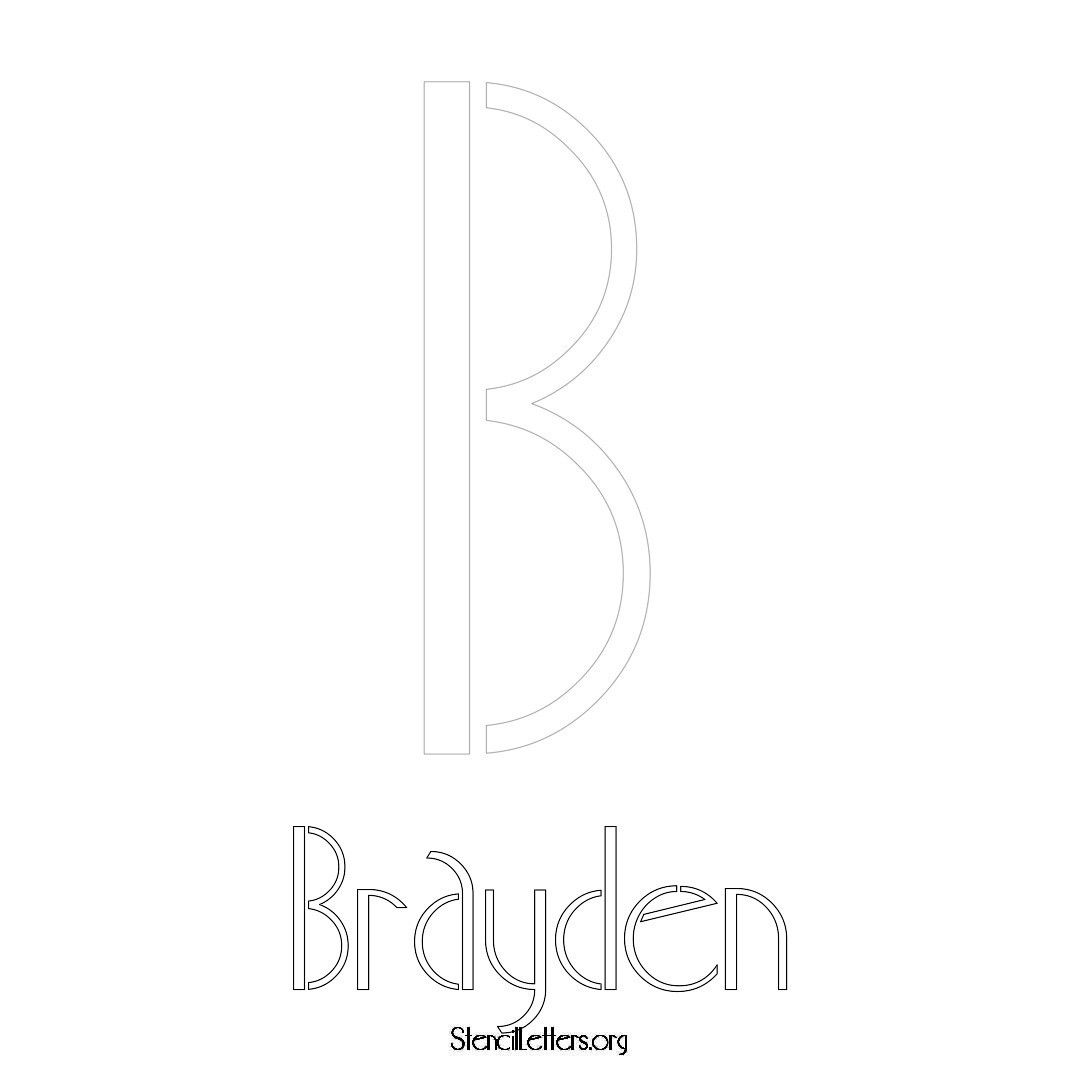 Brayden printable name initial stencil in Art Deco Lettering