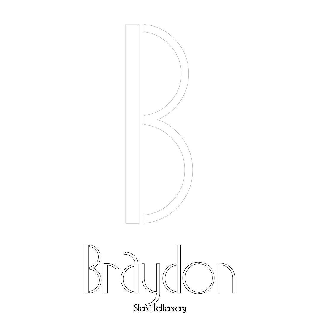 Braydon printable name initial stencil in Art Deco Lettering