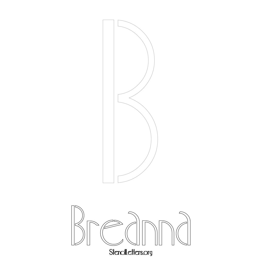 Breanna printable name initial stencil in Art Deco Lettering