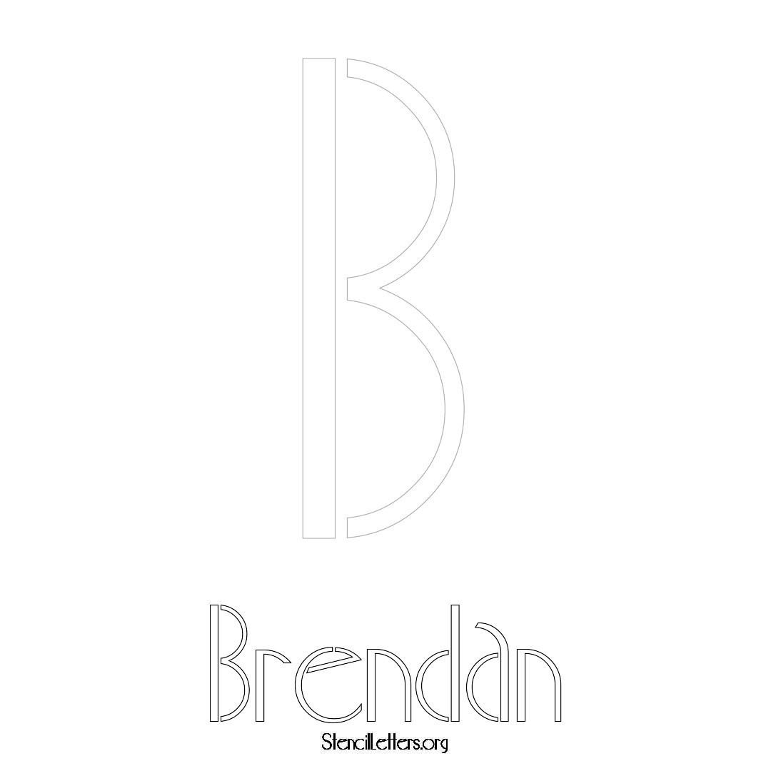 Brendan printable name initial stencil in Art Deco Lettering