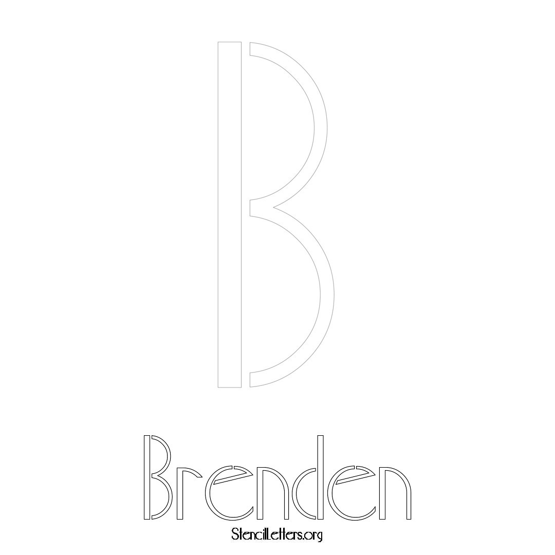 Brenden printable name initial stencil in Art Deco Lettering