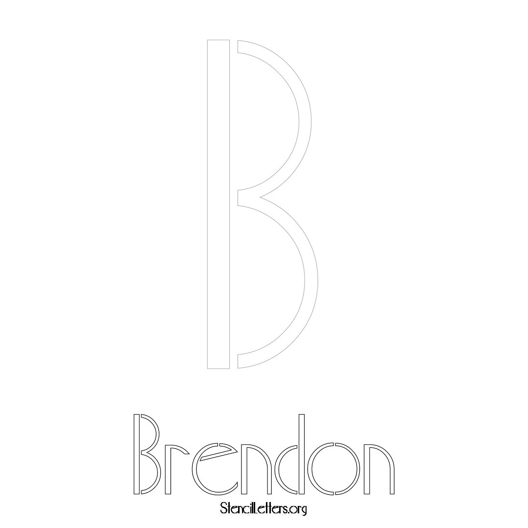 Brendon printable name initial stencil in Art Deco Lettering