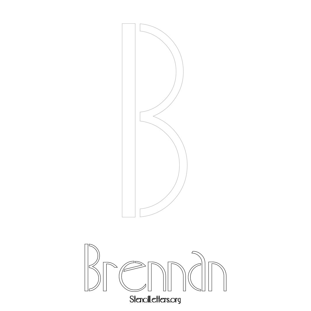 Brennan printable name initial stencil in Art Deco Lettering