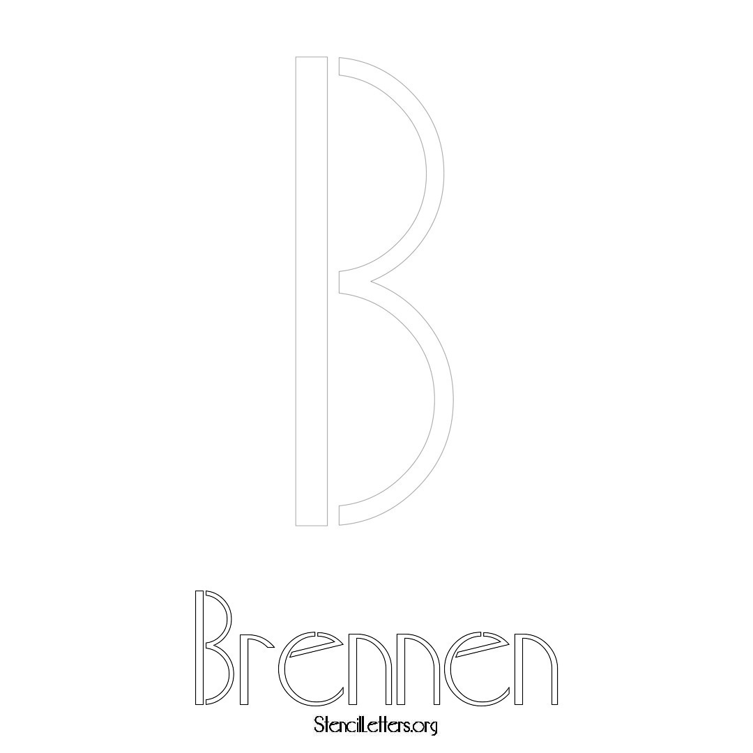 Brennen printable name initial stencil in Art Deco Lettering