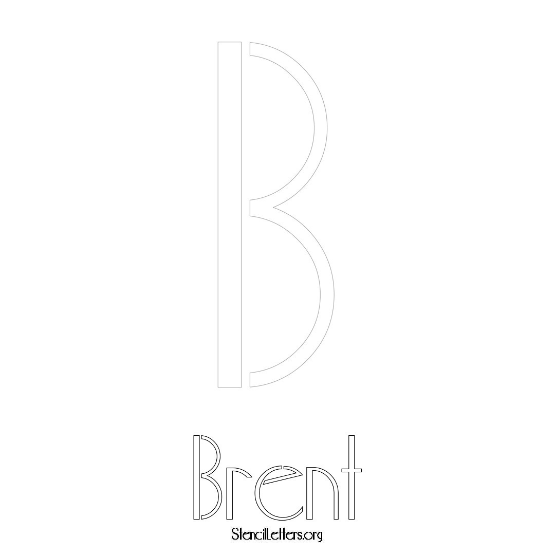 Brent printable name initial stencil in Art Deco Lettering