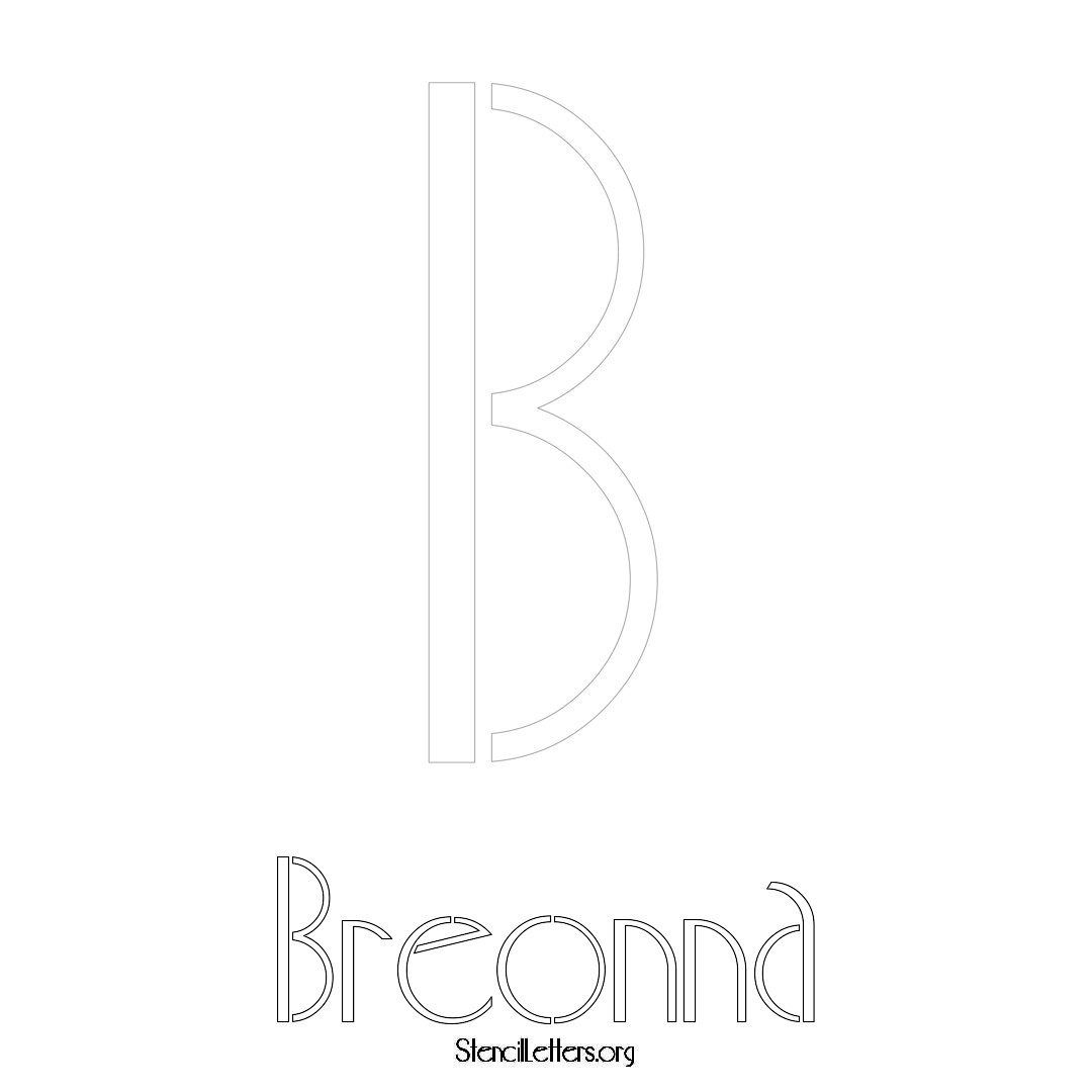 Breonna printable name initial stencil in Art Deco Lettering