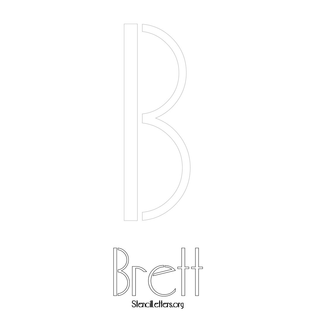 Brett printable name initial stencil in Art Deco Lettering