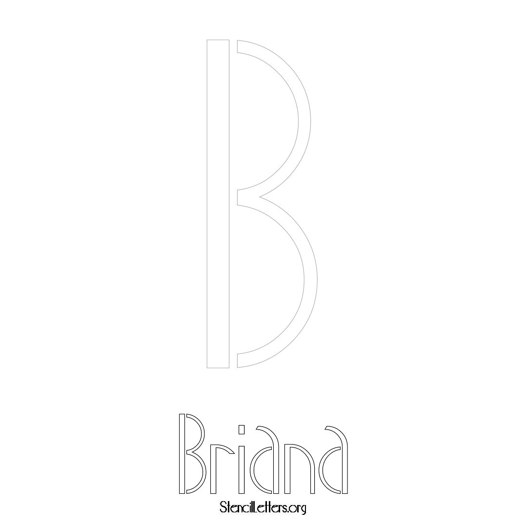 Briana printable name initial stencil in Art Deco Lettering