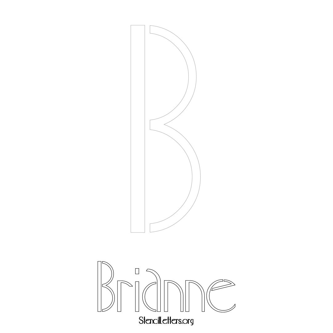 Brianne printable name initial stencil in Art Deco Lettering