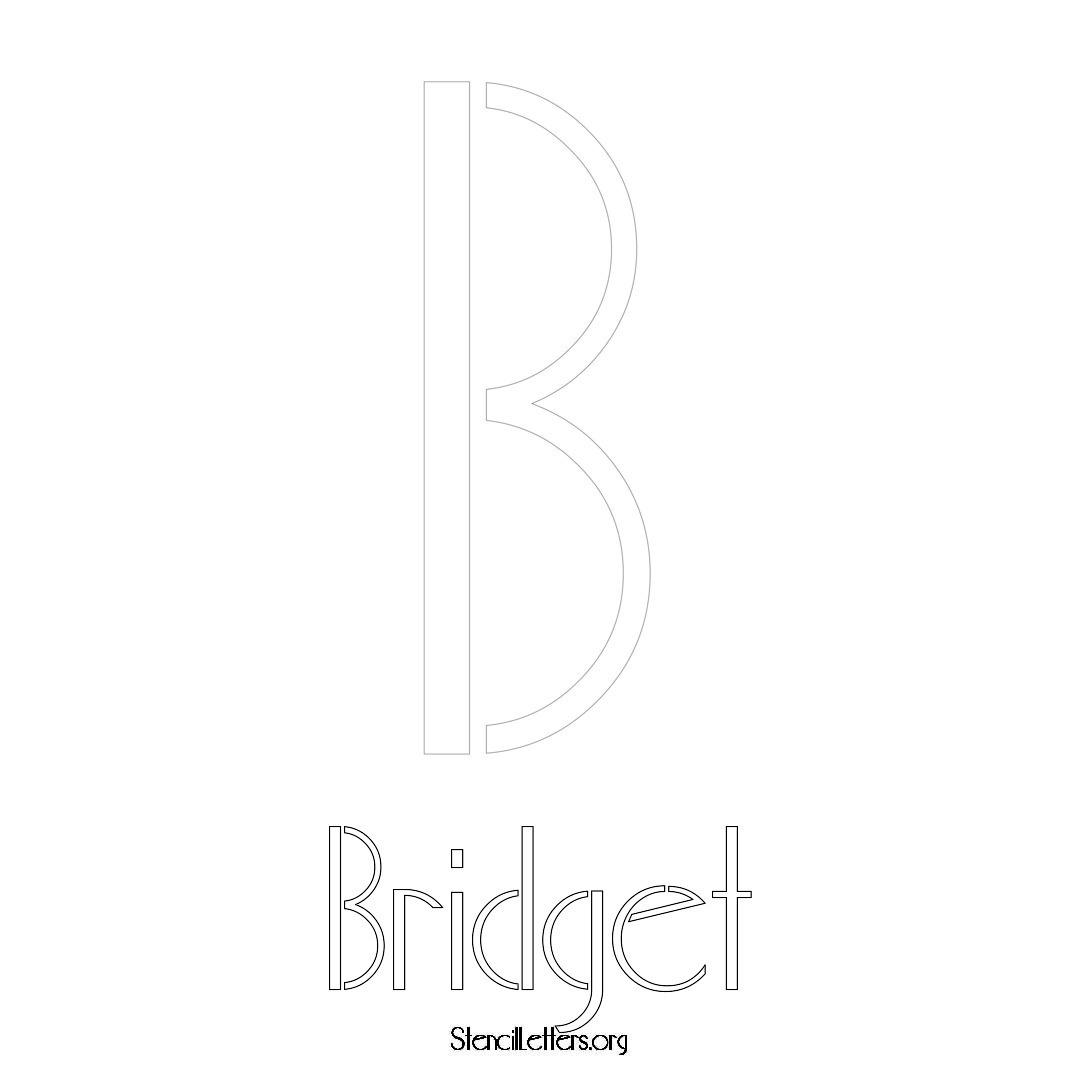 Bridget printable name initial stencil in Art Deco Lettering