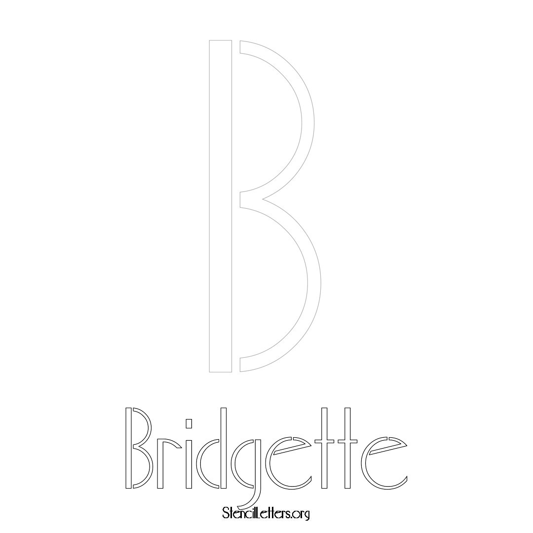 Bridgette printable name initial stencil in Art Deco Lettering