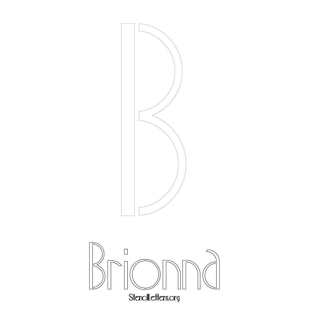 Brionna printable name initial stencil in Art Deco Lettering