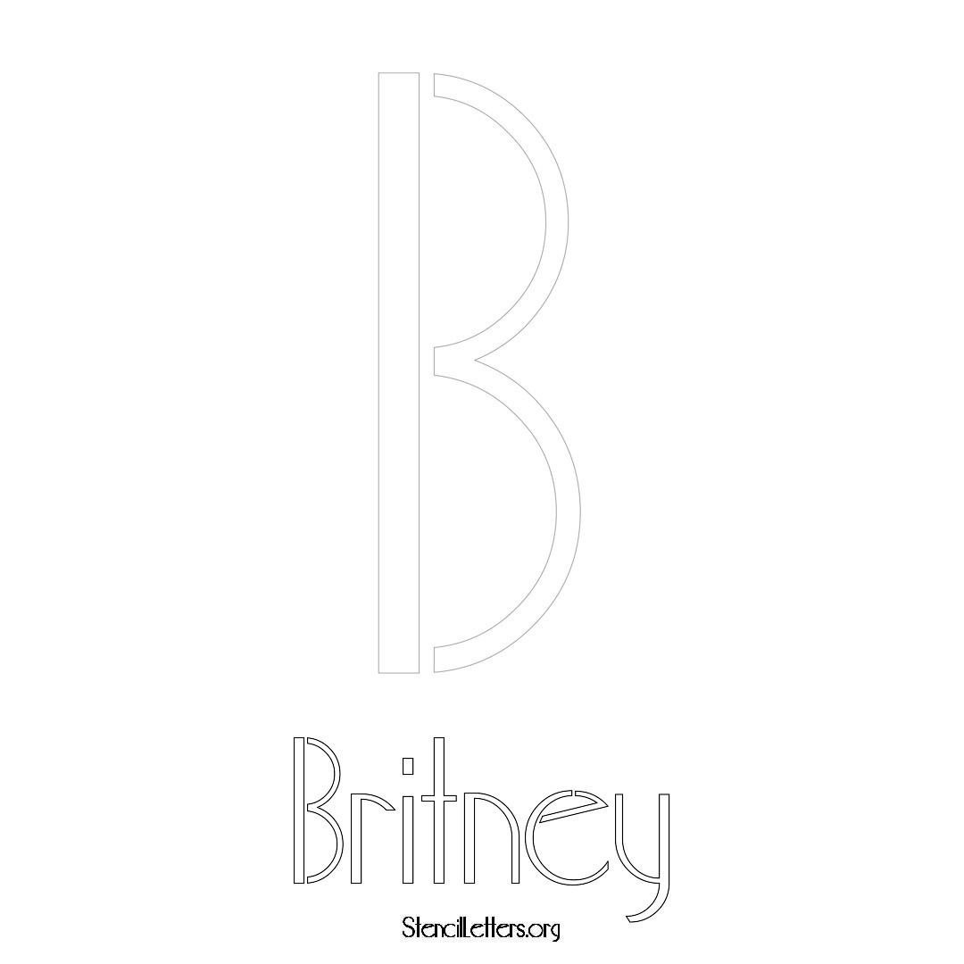 Britney printable name initial stencil in Art Deco Lettering