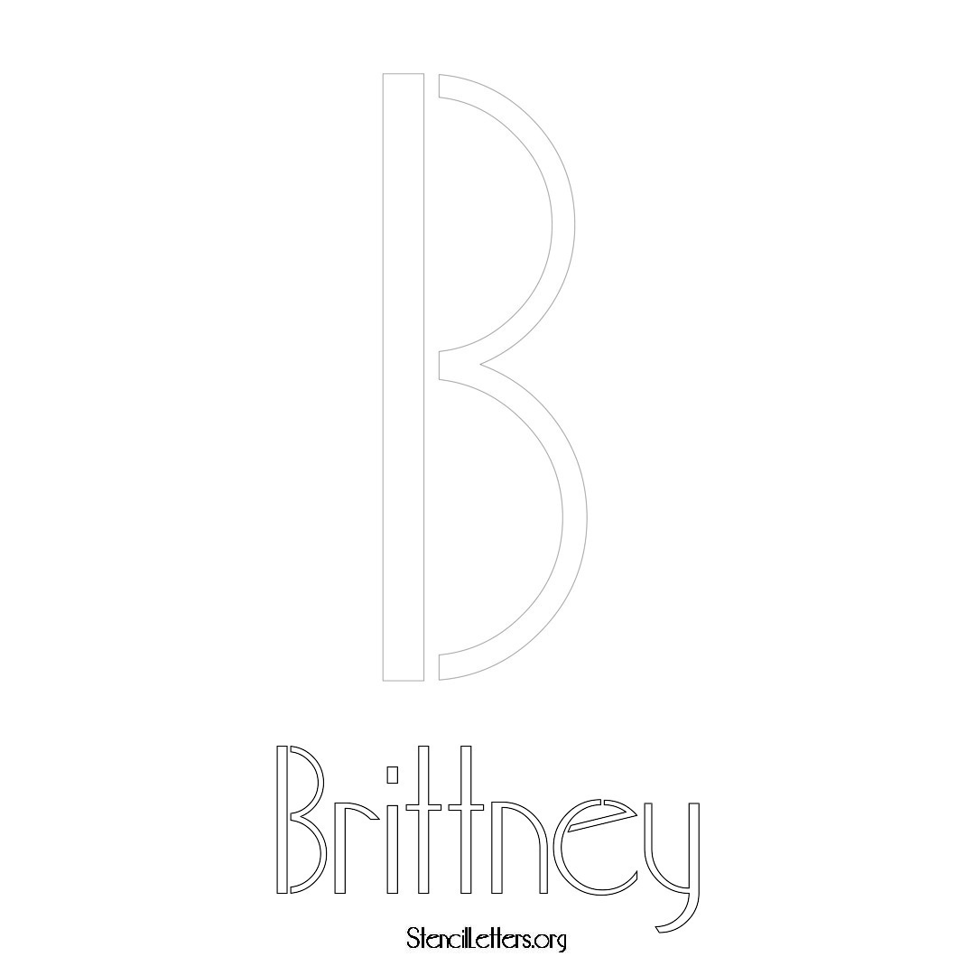 Brittney printable name initial stencil in Art Deco Lettering