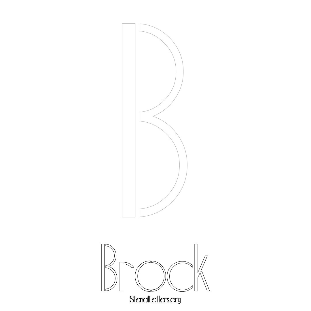 Brock printable name initial stencil in Art Deco Lettering