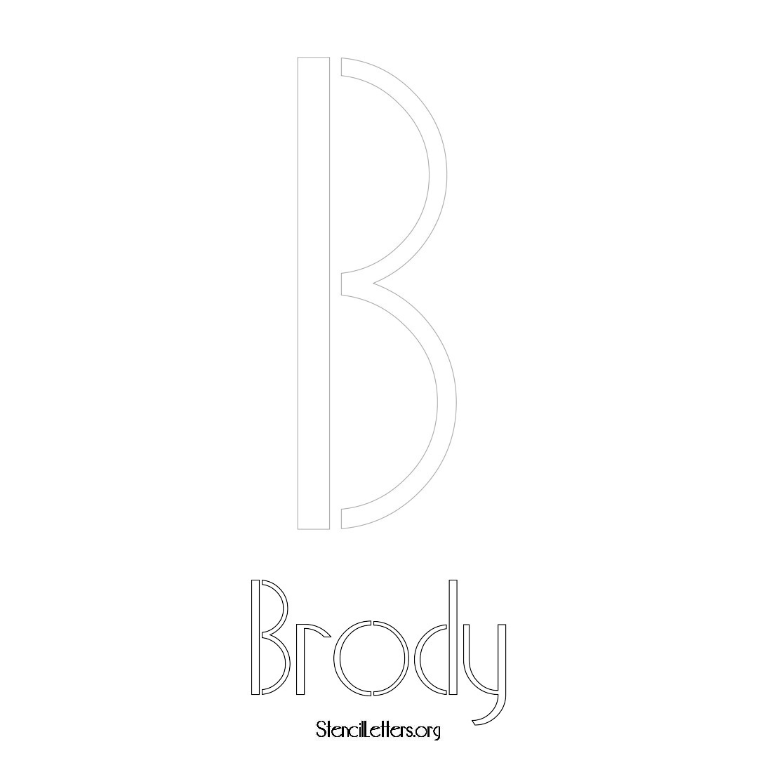 Brody printable name initial stencil in Art Deco Lettering