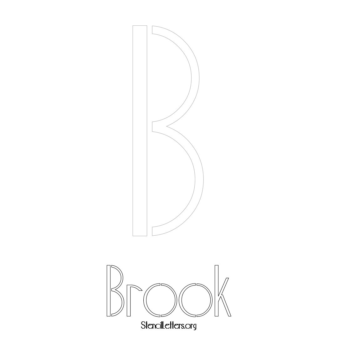 Brook printable name initial stencil in Art Deco Lettering