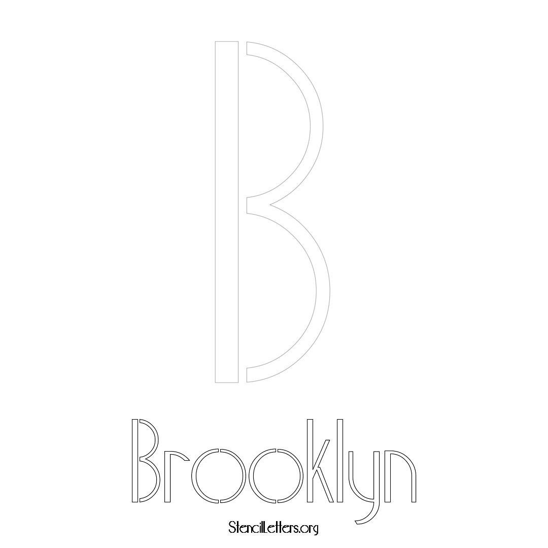 Brooklyn printable name initial stencil in Art Deco Lettering