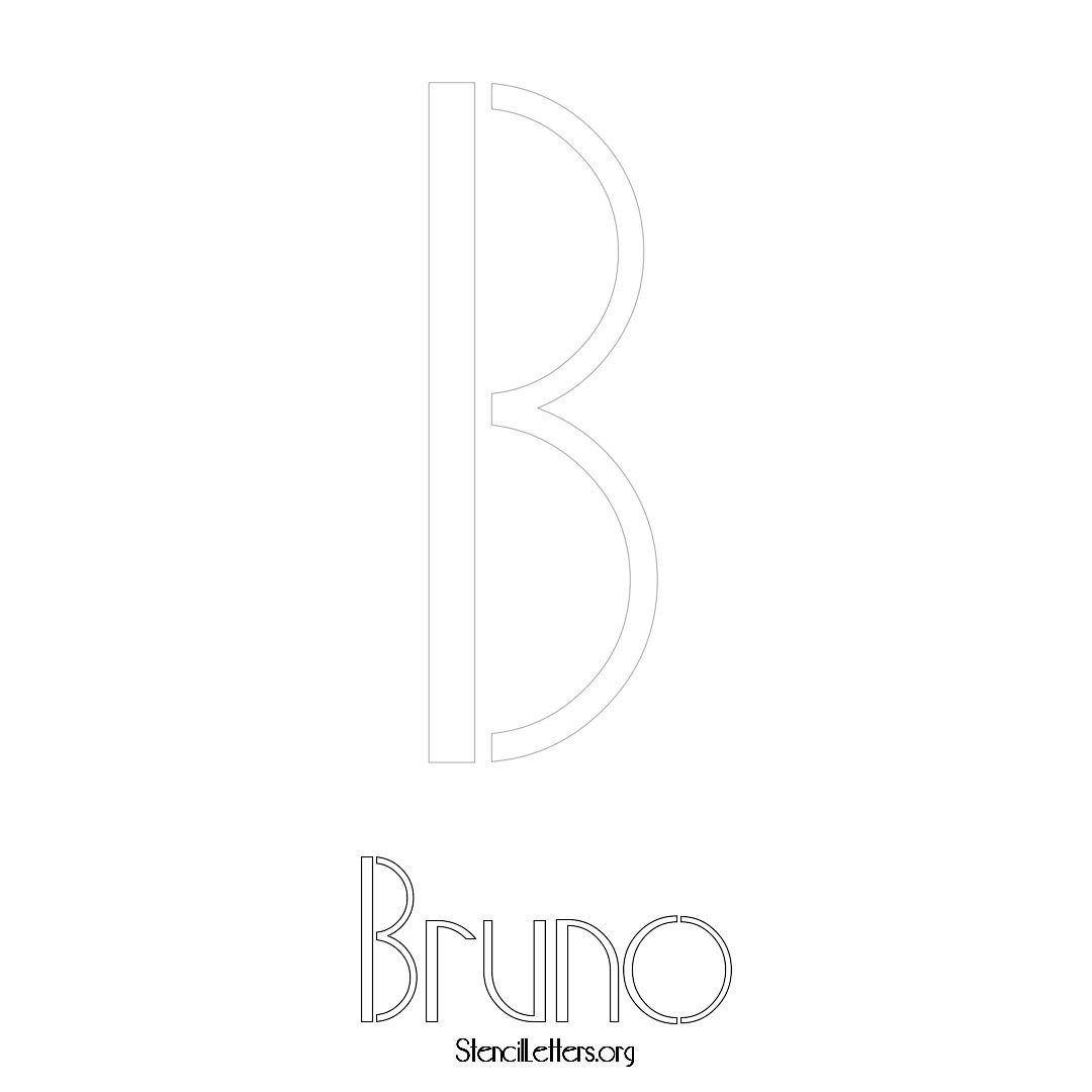 Bruno printable name initial stencil in Art Deco Lettering