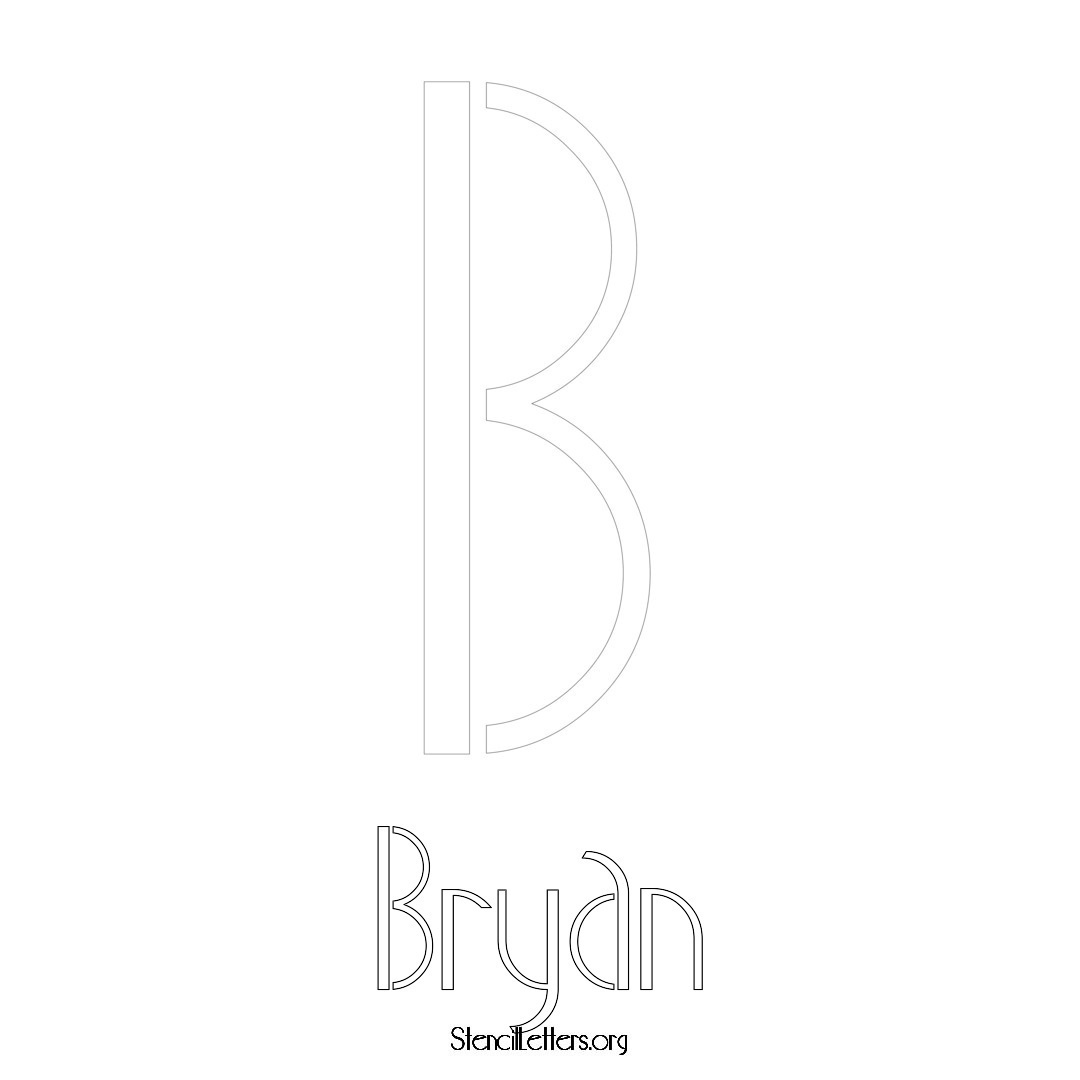 Bryan printable name initial stencil in Art Deco Lettering