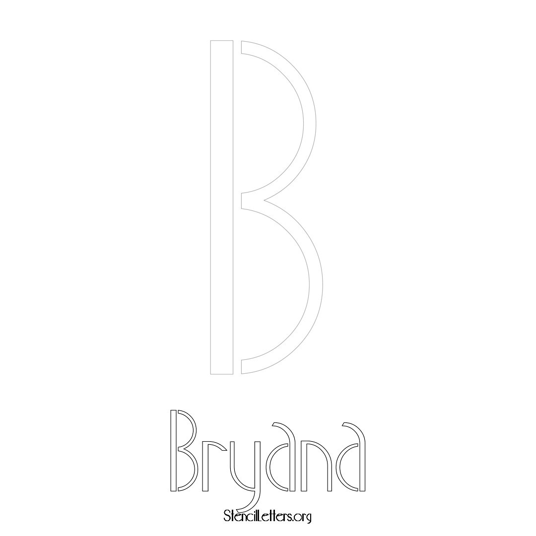 Bryana printable name initial stencil in Art Deco Lettering