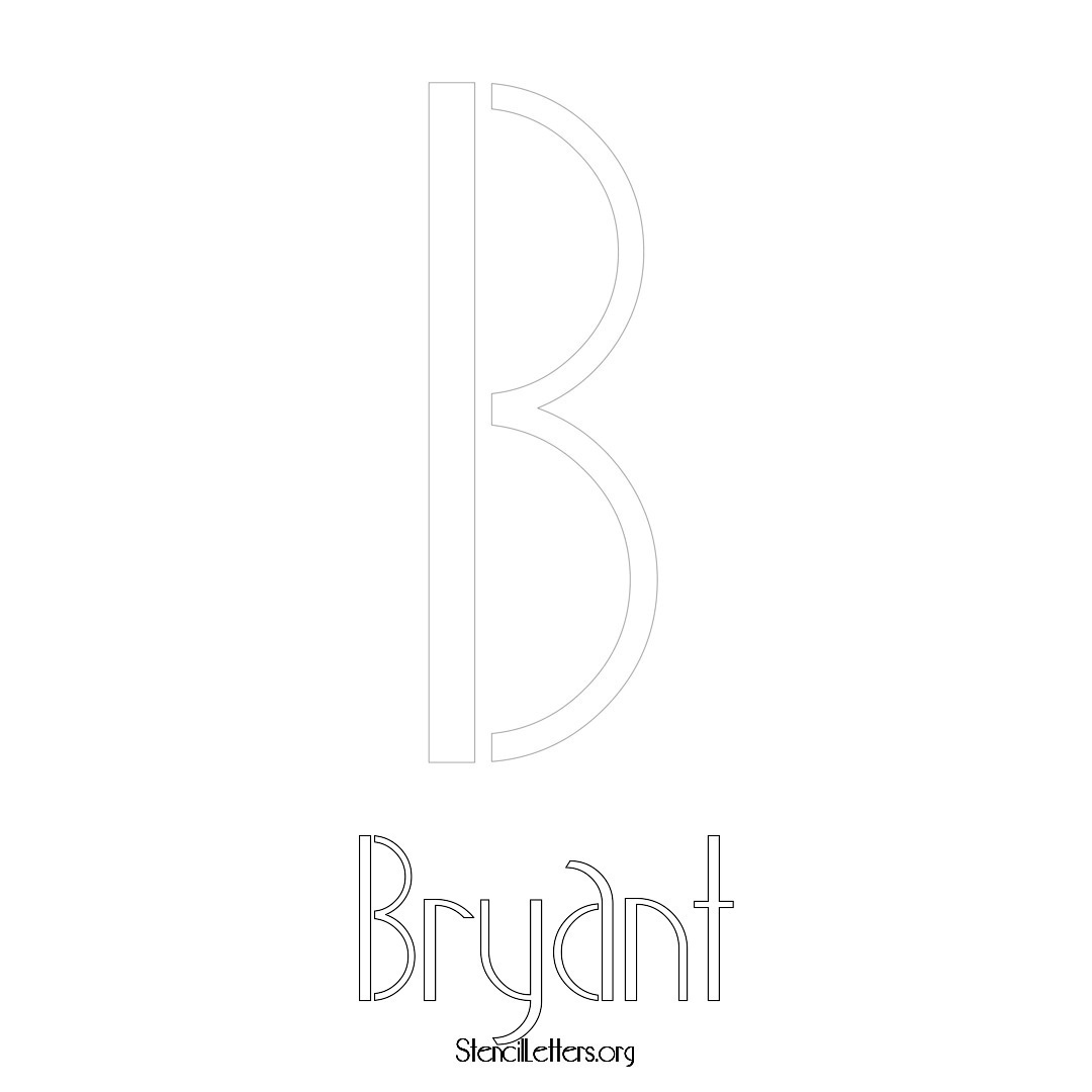 Bryant printable name initial stencil in Art Deco Lettering