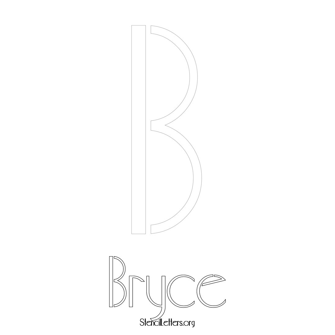 Bryce printable name initial stencil in Art Deco Lettering