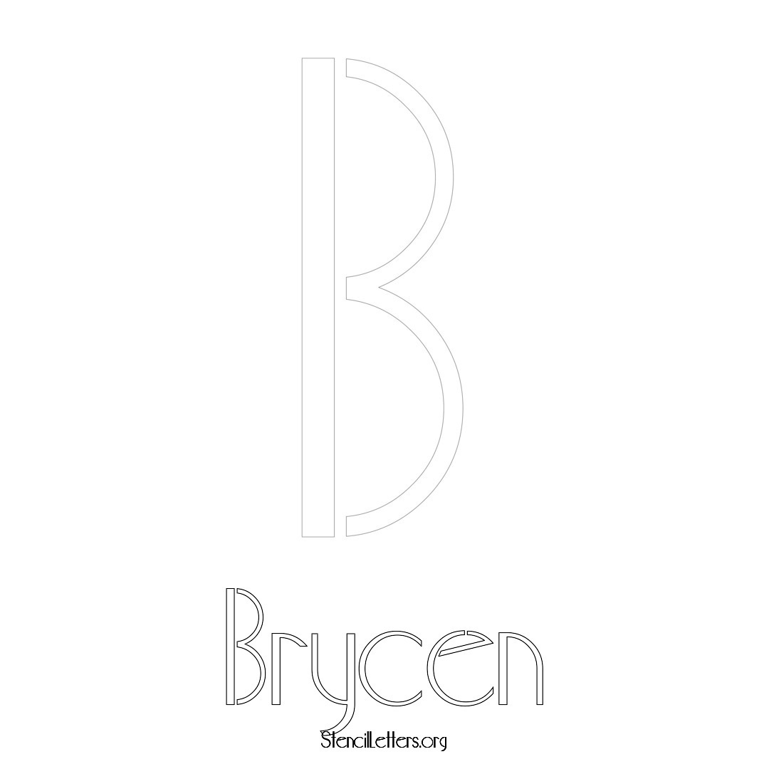 Brycen printable name initial stencil in Art Deco Lettering