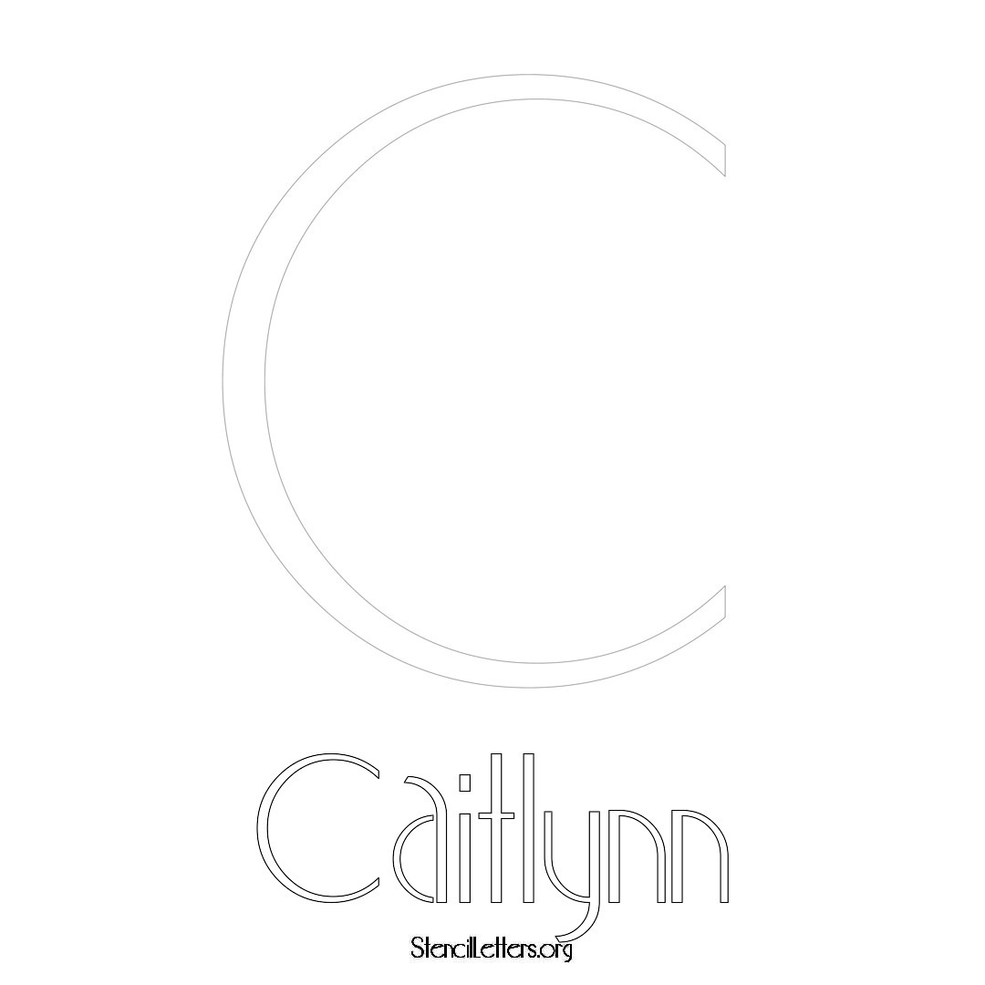 Caitlynn printable name initial stencil in Art Deco Lettering