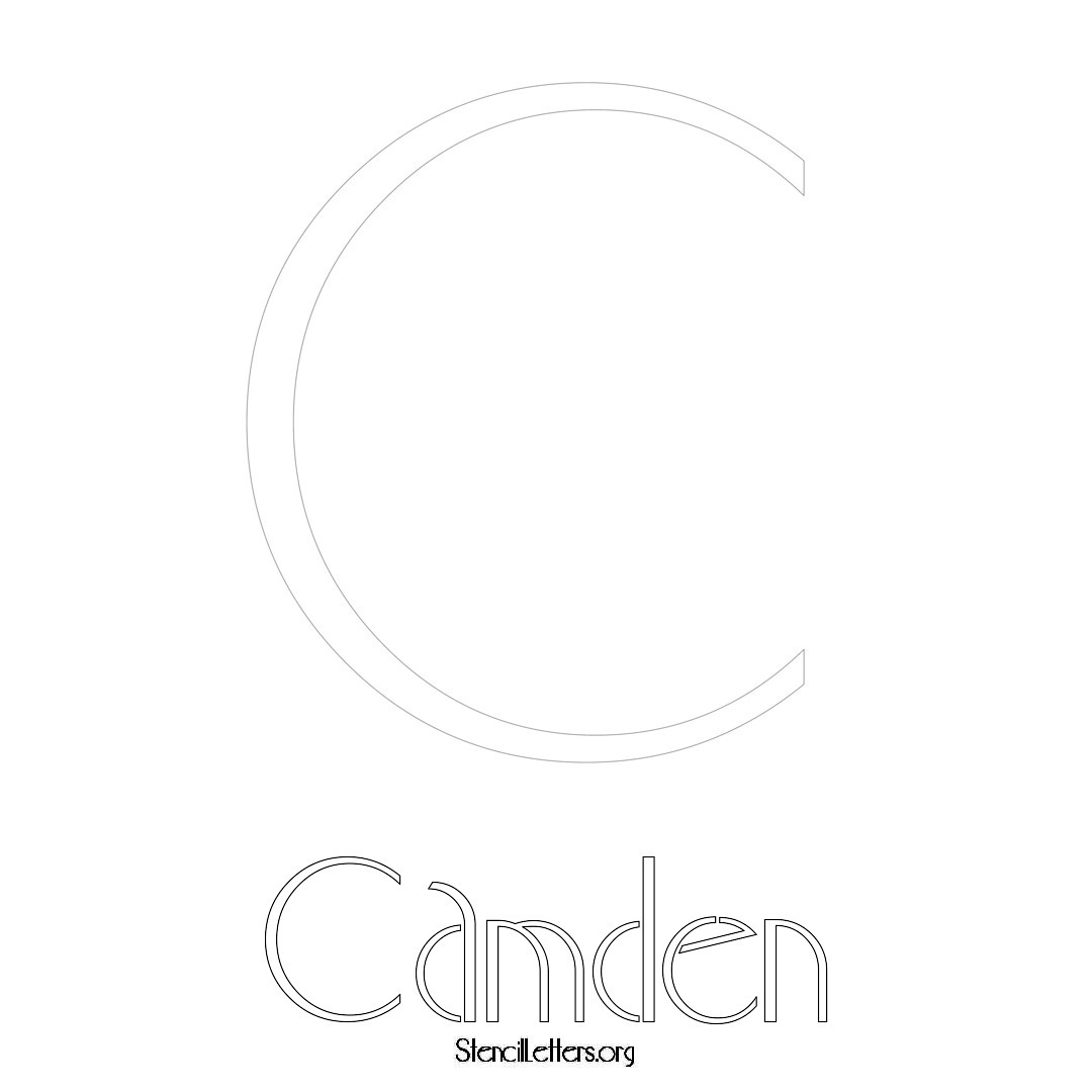 Camden printable name initial stencil in Art Deco Lettering