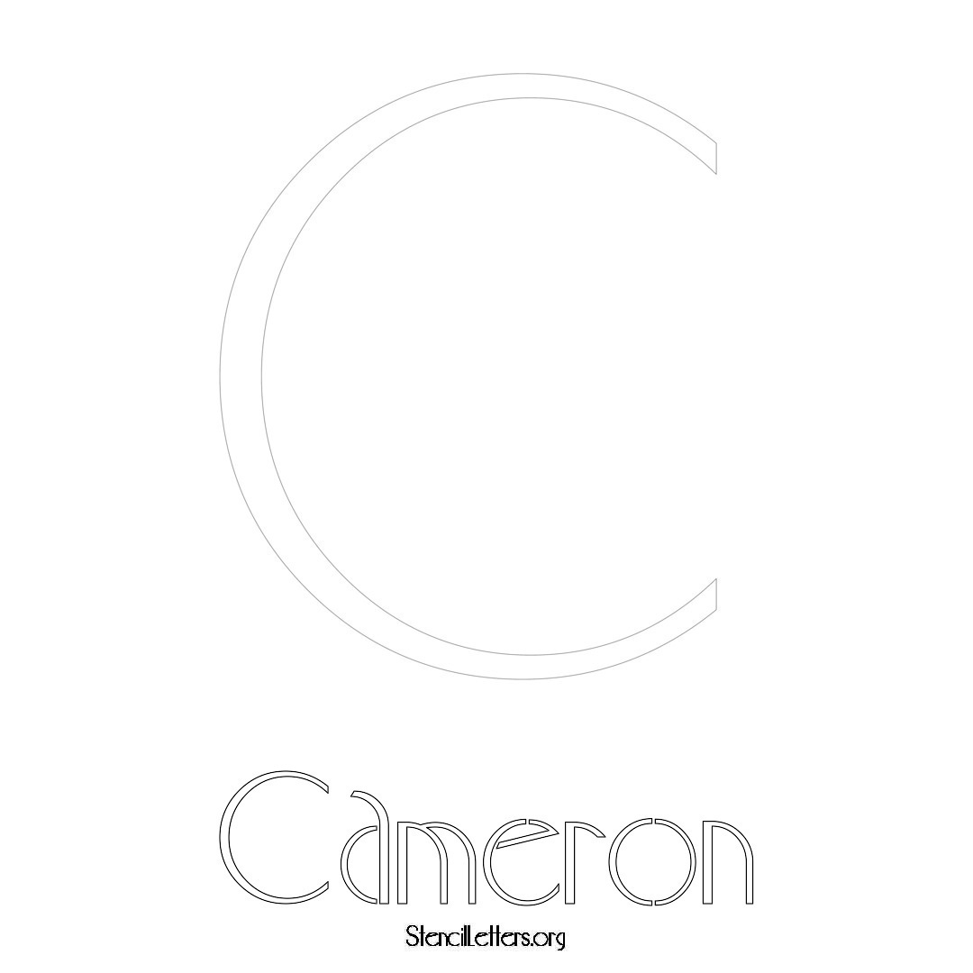 Cameron printable name initial stencil in Art Deco Lettering