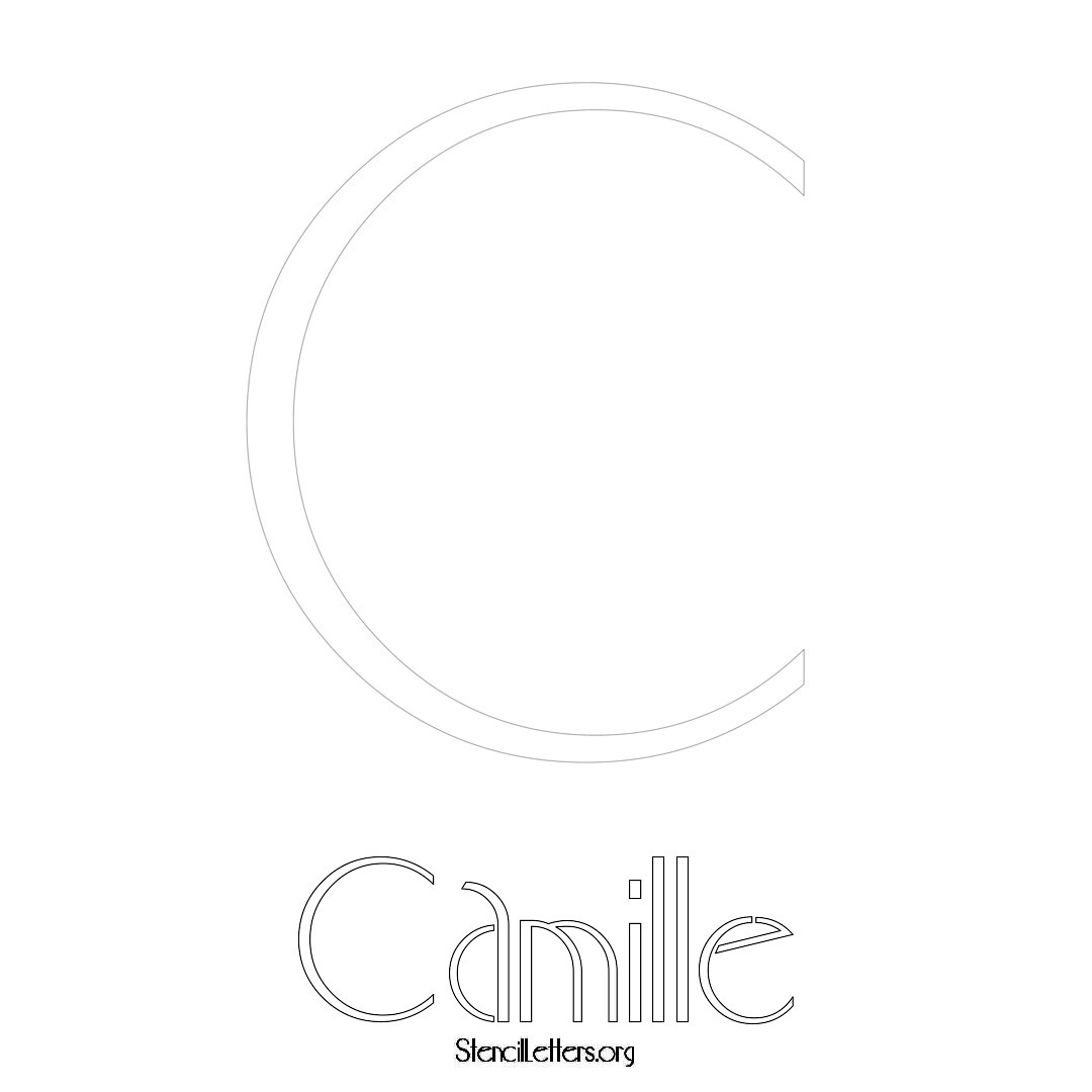 Camille printable name initial stencil in Art Deco Lettering