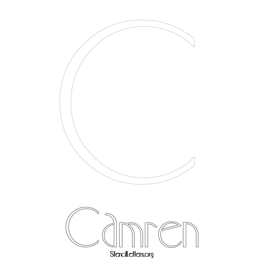 Camren printable name initial stencil in Art Deco Lettering