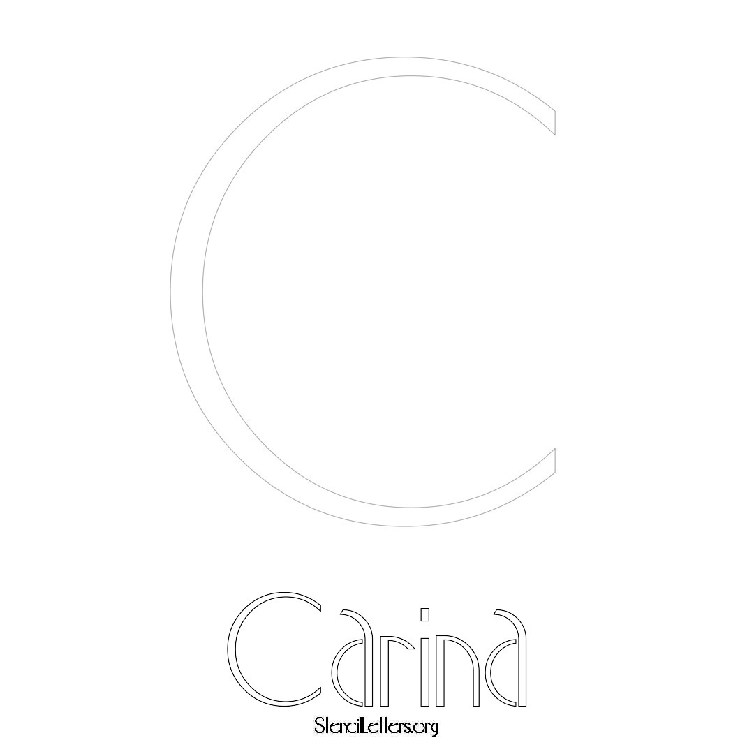 Carina printable name initial stencil in Art Deco Lettering