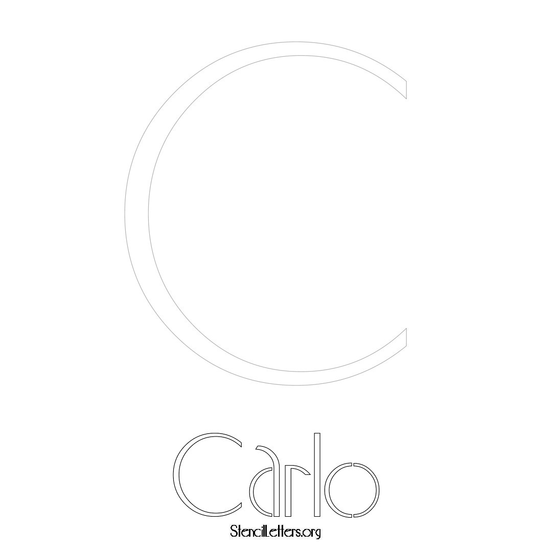 Carlo printable name initial stencil in Art Deco Lettering