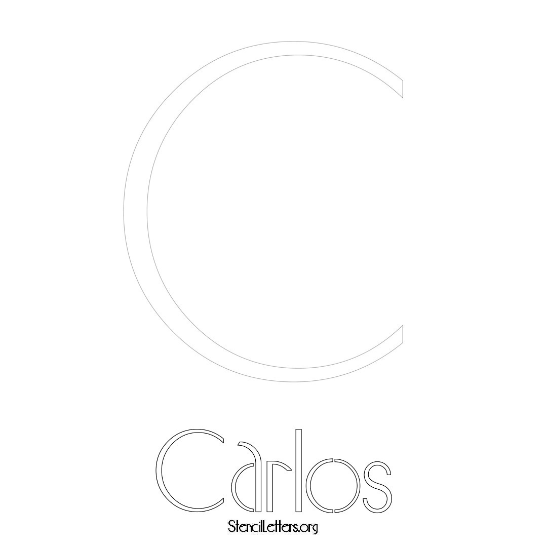 Carlos printable name initial stencil in Art Deco Lettering