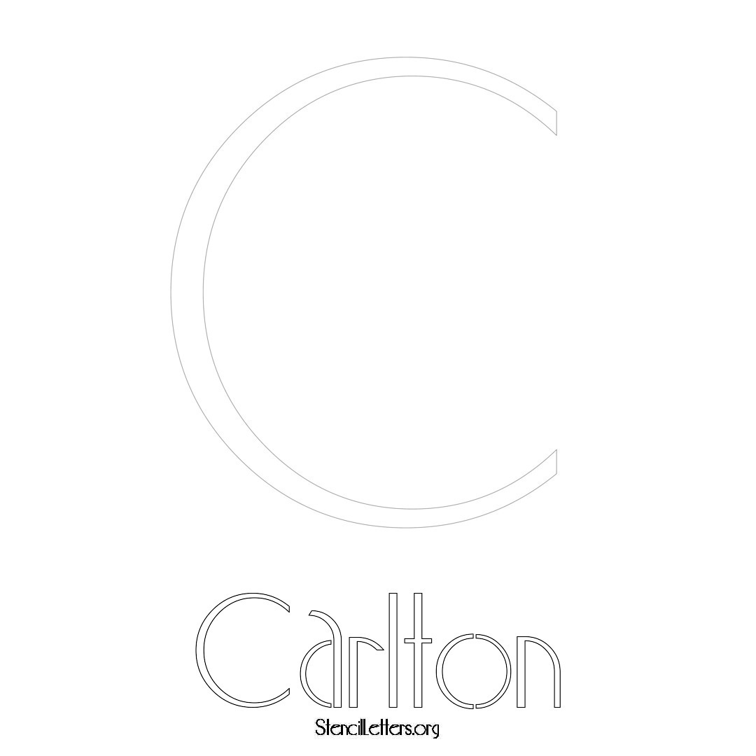 Carlton printable name initial stencil in Art Deco Lettering