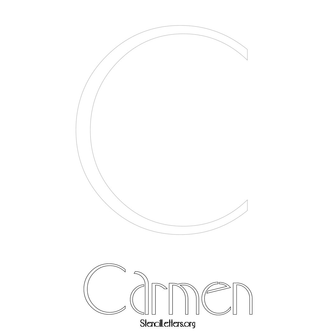 Carmen printable name initial stencil in Art Deco Lettering