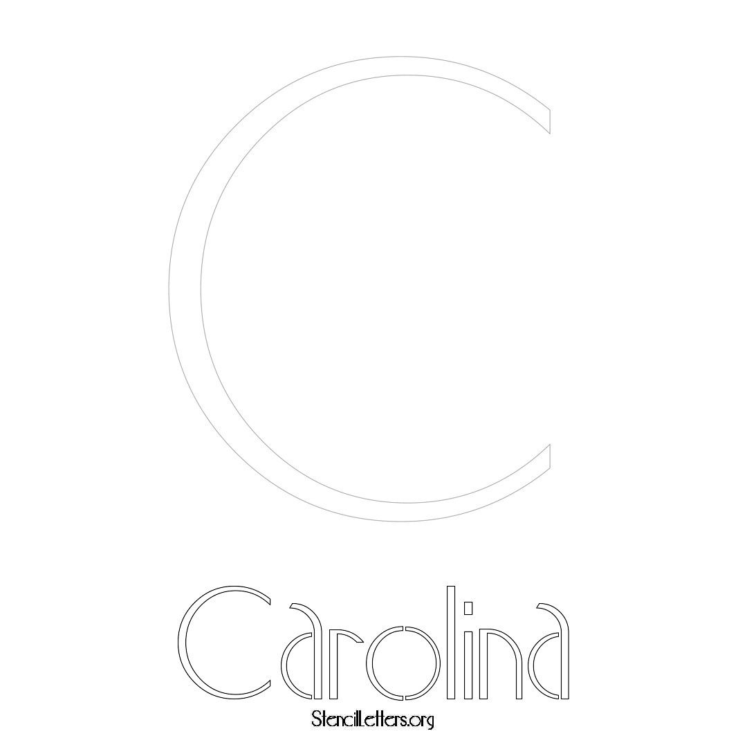 Carolina printable name initial stencil in Art Deco Lettering