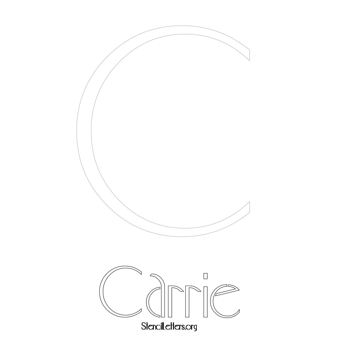 Carrie printable name initial stencil in Art Deco Lettering