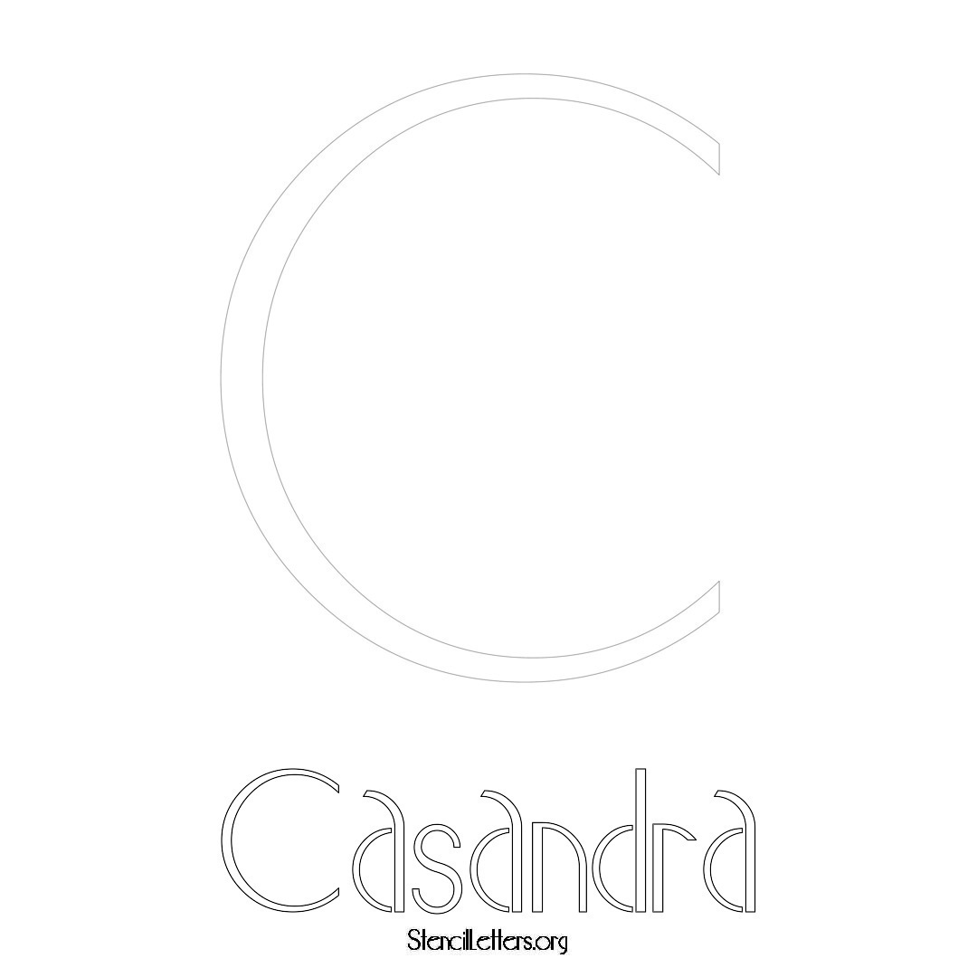 Casandra printable name initial stencil in Art Deco Lettering
