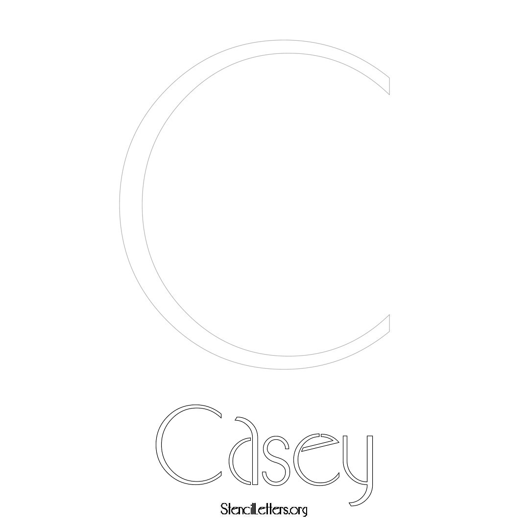 Casey printable name initial stencil in Art Deco Lettering