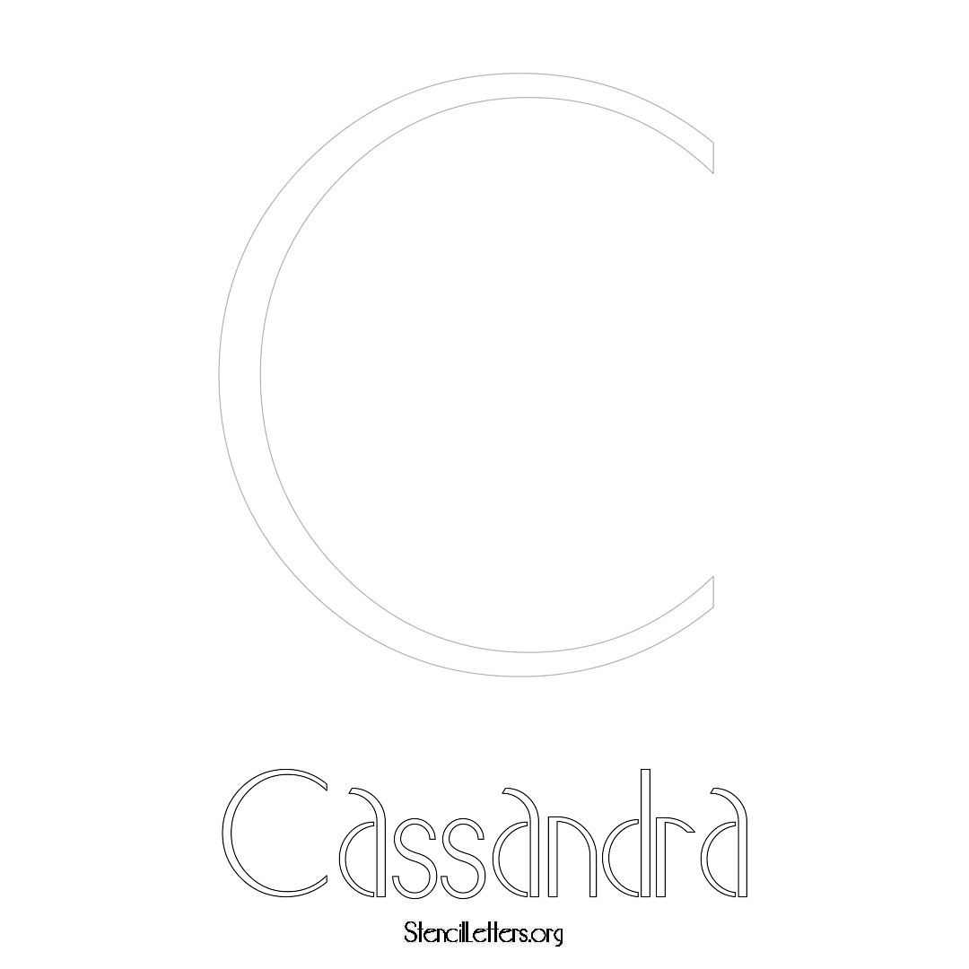 Cassandra printable name initial stencil in Art Deco Lettering