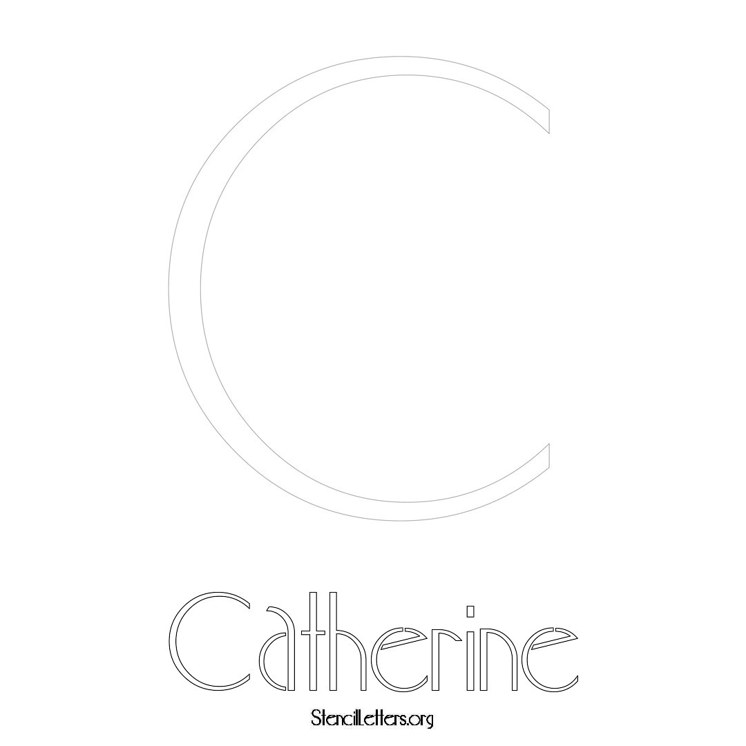 Catherine printable name initial stencil in Art Deco Lettering