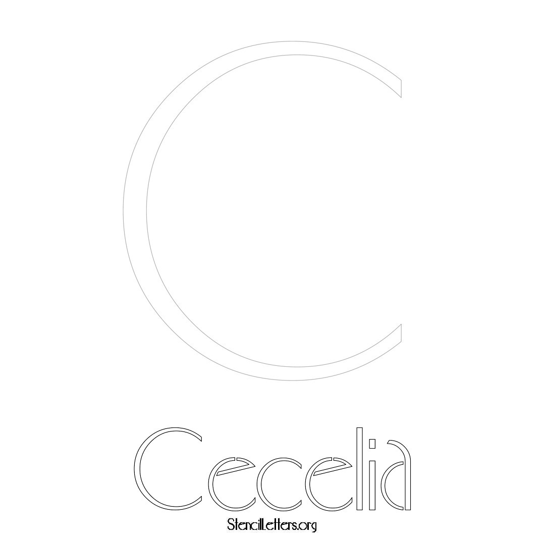 Cecelia printable name initial stencil in Art Deco Lettering