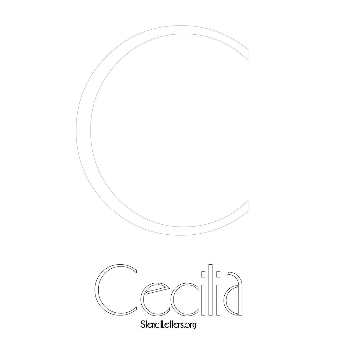 Cecilia printable name initial stencil in Art Deco Lettering