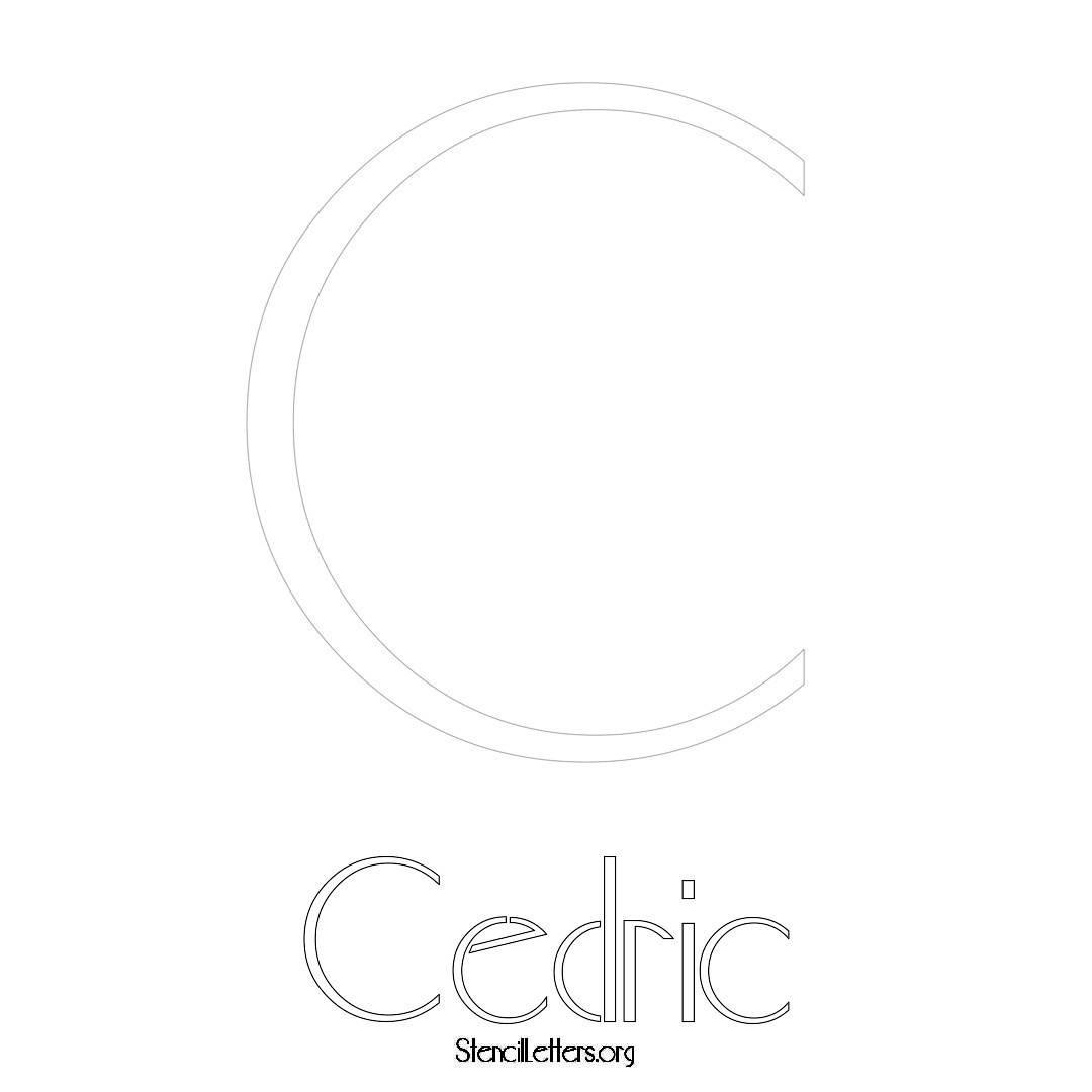 Cedric printable name initial stencil in Art Deco Lettering