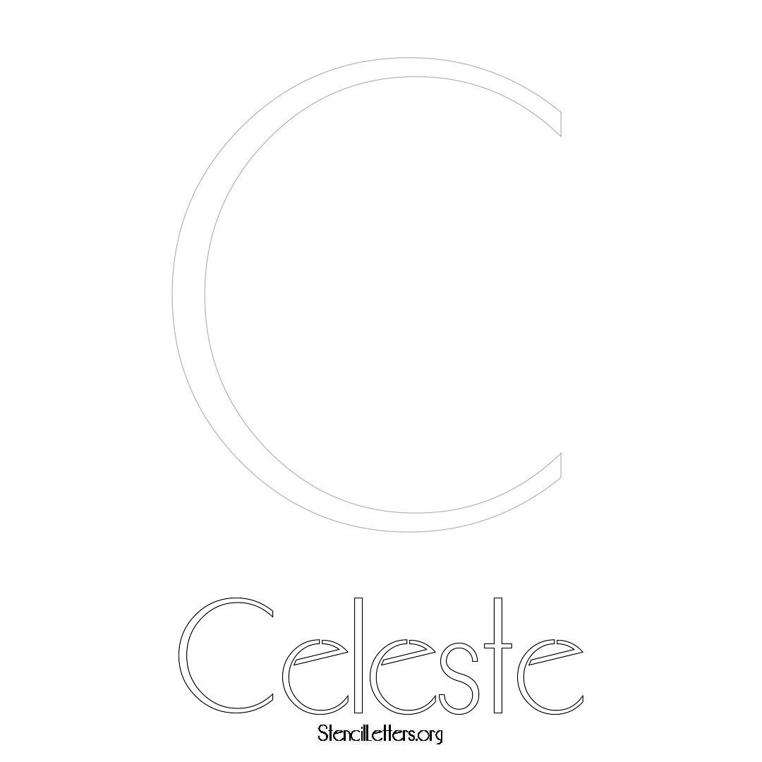 Celeste printable name initial stencil in Art Deco Lettering